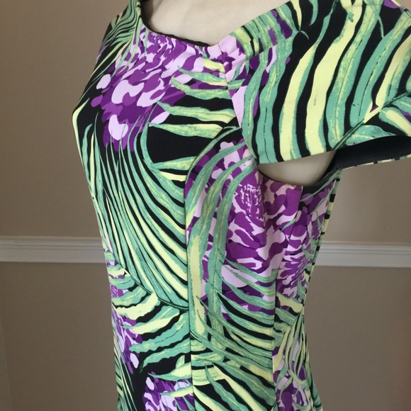 LIKE NEW Colorful Tropical Leaf Dress  - Picture 2 of 4